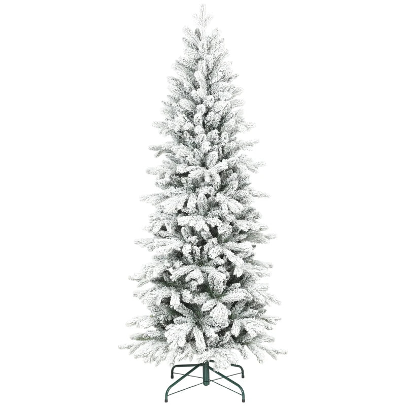 6ft Flocked Artificial Christmas Tree - Realistic Snowy Pine Look, Perfect for Holiday Decor, Easy Assembly, Indoor Use