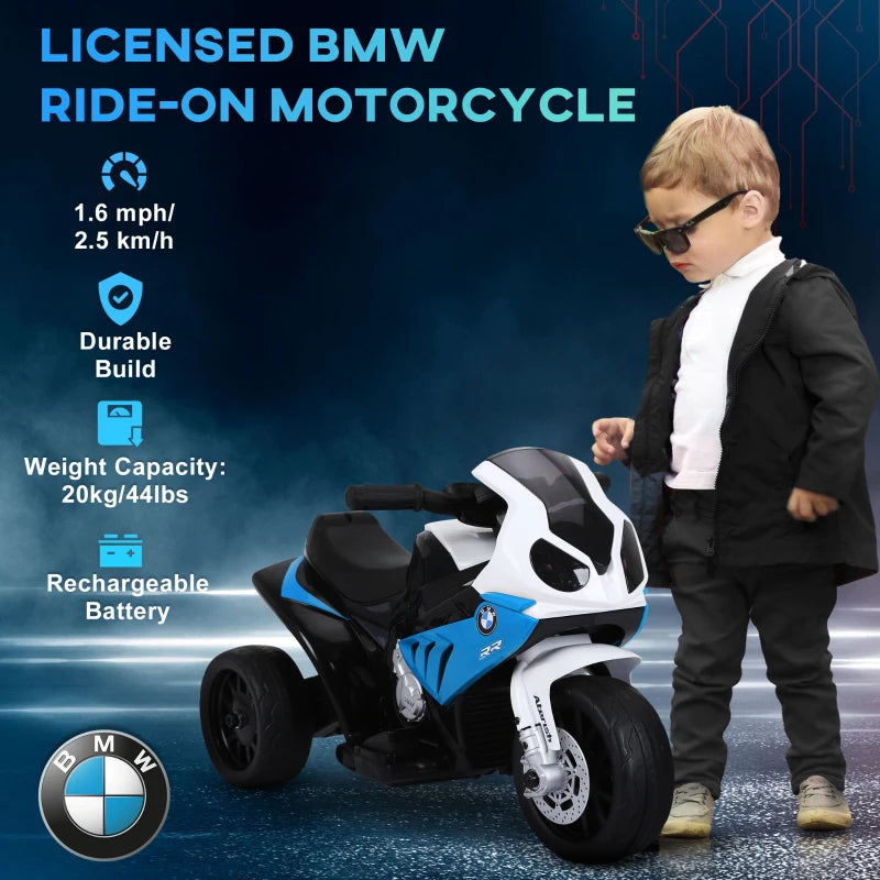 Electric Motorbike for Kids Ride On BMW Style with Headlights Music 6V Blue