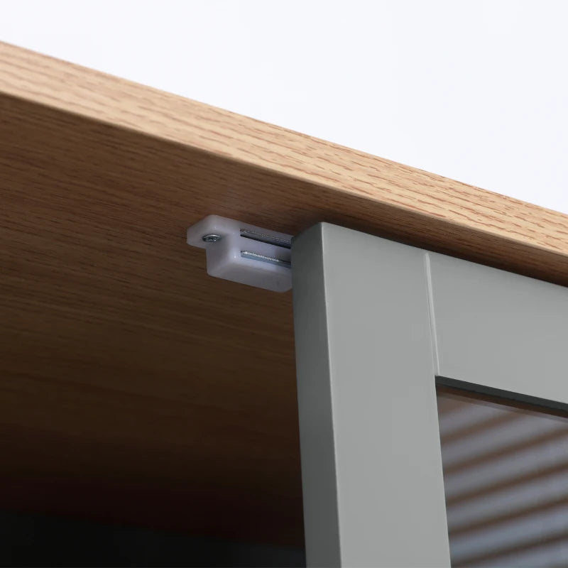 180cm Tall Freestanding Kitchen Pantry Cupboard - 5 Tier Storage Cabinet with Adjustable Shelves & Drawer in Grey