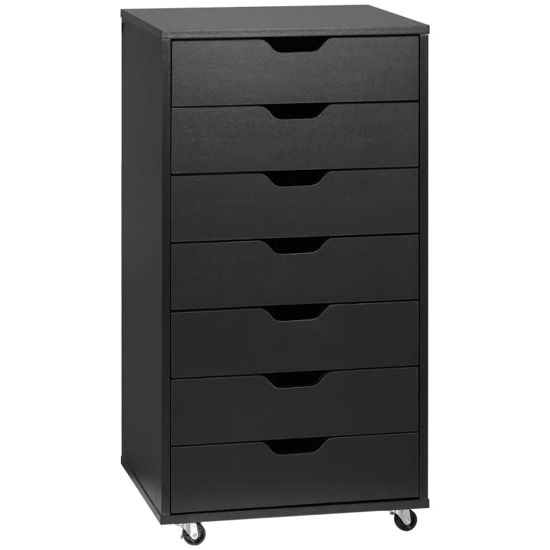 Vinsetto Black Seven-Drawer Filing Cabinet on Wheels - Stylish Storage Solution for Home Office Organization