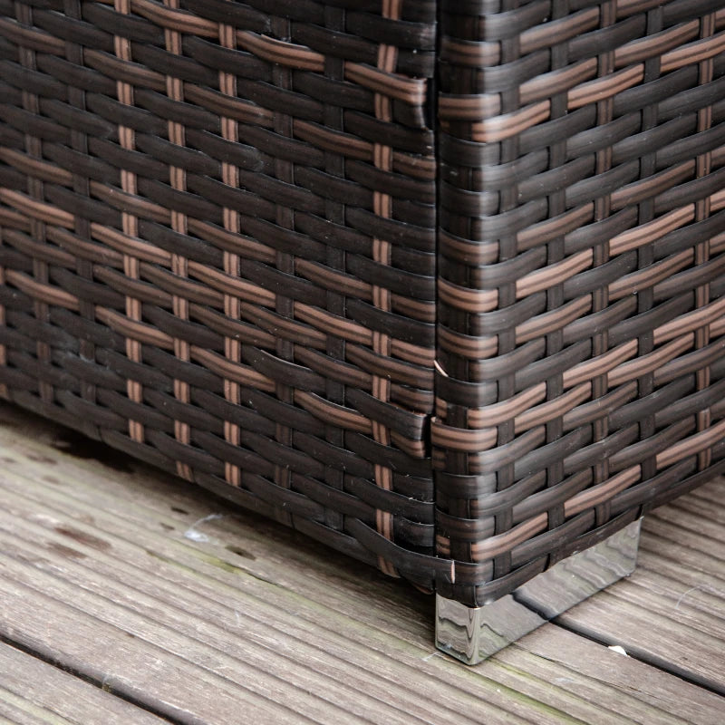 Adjustable Rattan Sun Lounger with Cushion, Mixed Brown