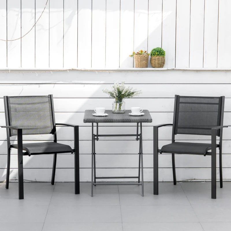 Black Steel Frame Outdoor Dining Chairs Set