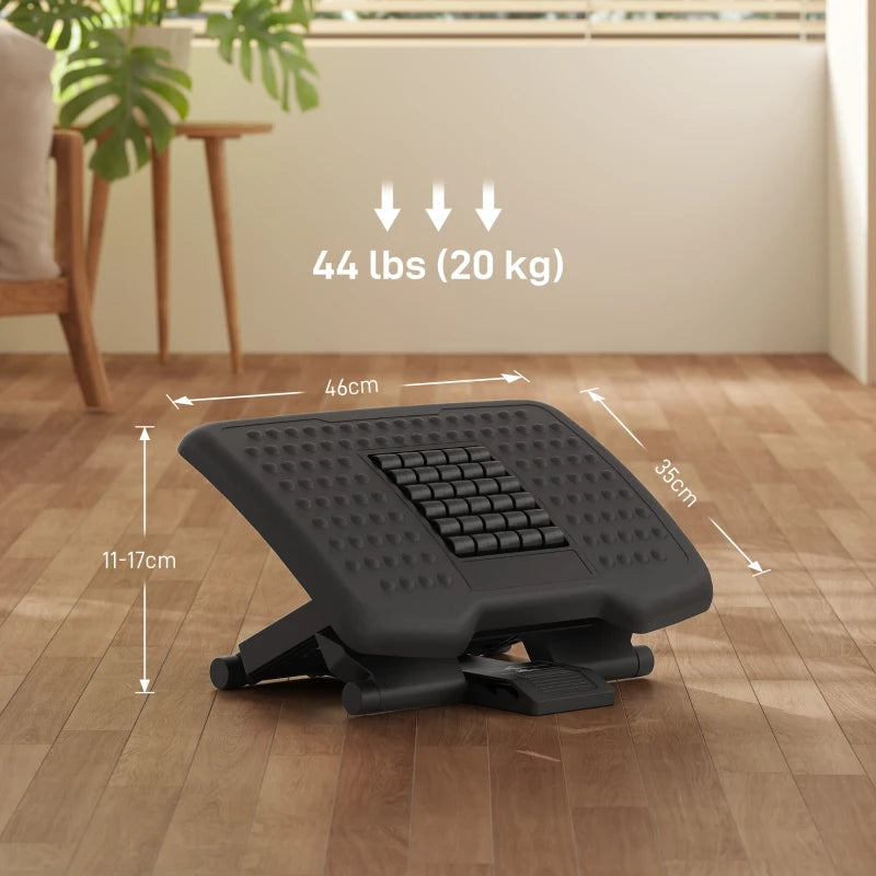 Three-Level Adjustable Multi-Angle Footrest Massager - Ergonomic Black Design for Ultimate Comfort and Relaxation