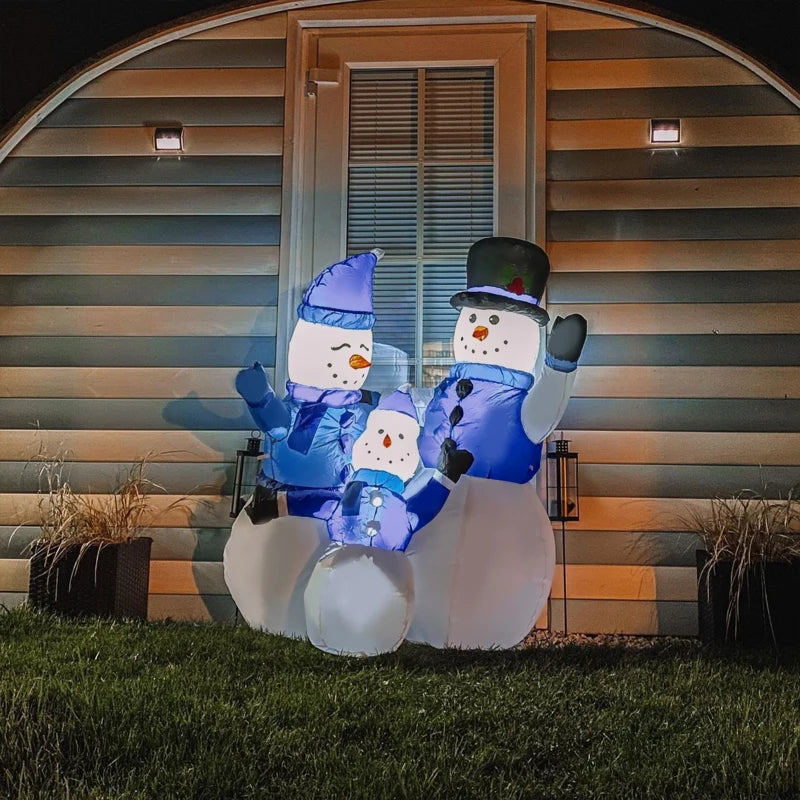 4ft Inflatable Christmas Snowmen Family - LED Holiday Yard Decorations for Indoor & Outdoor Festive Cheer
