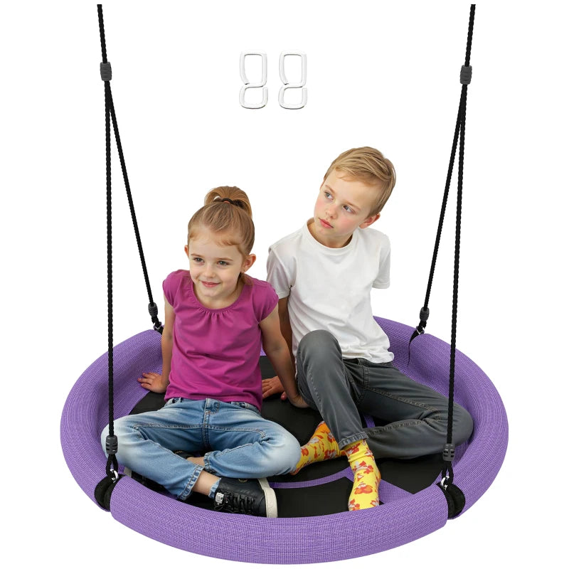 Kids 100cm Diameter Nest Swing Seat with Adjustable Ropes for Outdoor Fun Purple