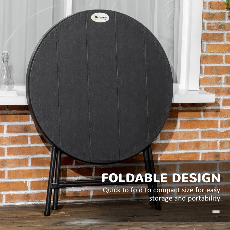 Dark Grey Foldable Round Outdoor Dining Table for 4, 80 x 80 x 73 cm