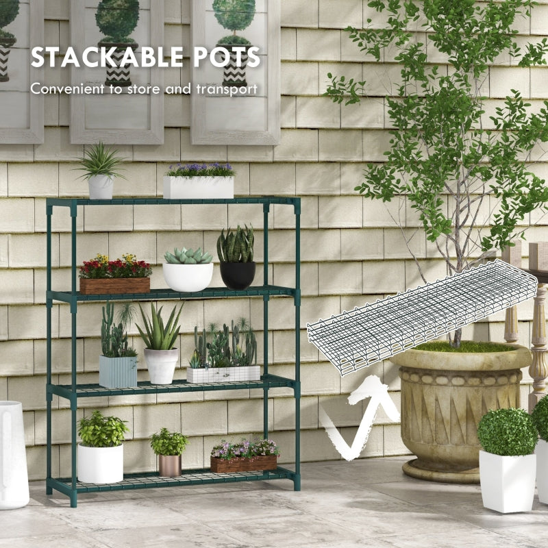 Black Four-Tier Steel Plant Shelf