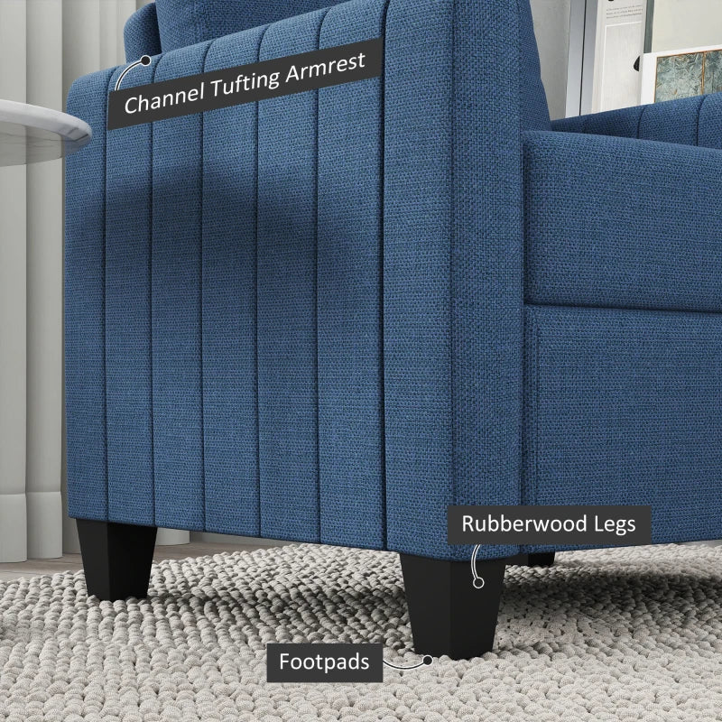 Modern Boxy Linen-Look Armchair in Blue for Stylish Living Room Decor