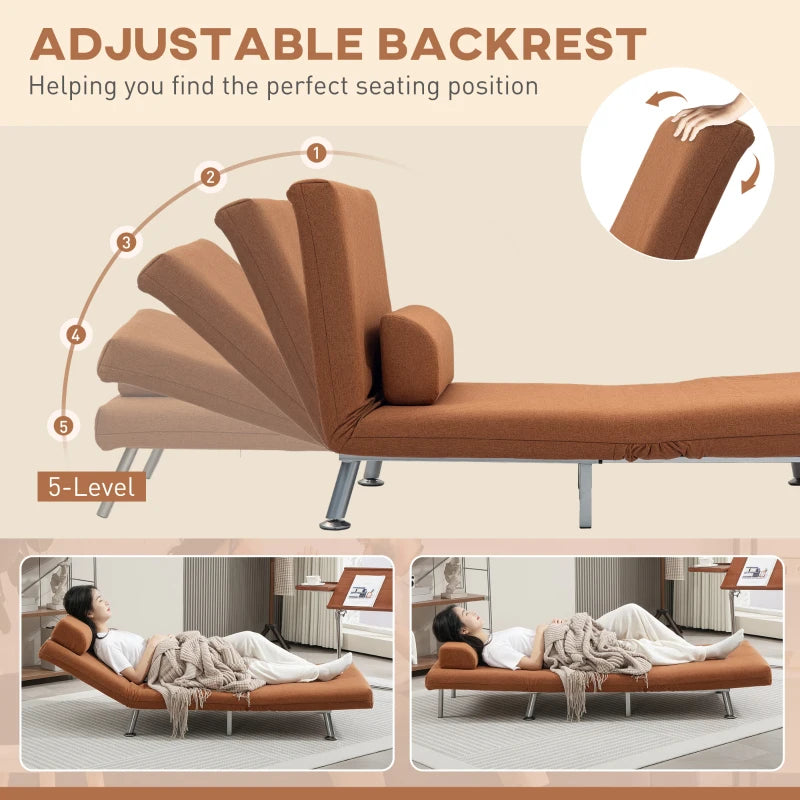 Linen-Feel Sleeper Chair in Coffee - Stylish and Comfortable Multi-Functional Seating Solution