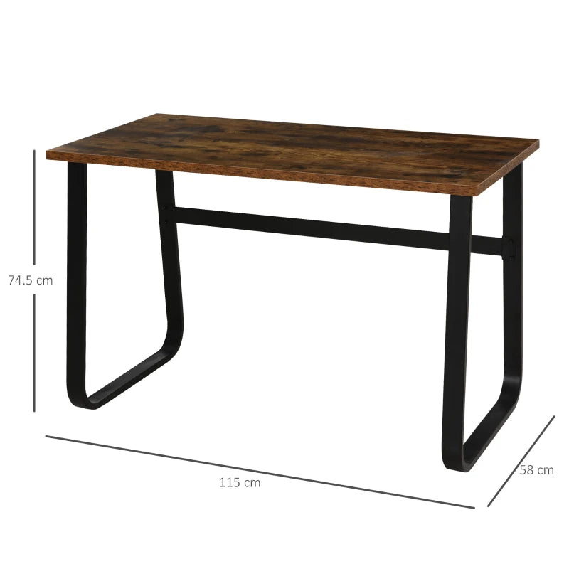 Industrial Computer Table & Writing Desk - Steel Frame, Wood Top, Rustic Brown & Black, 115x58x74.5cm - Home Study Furniture