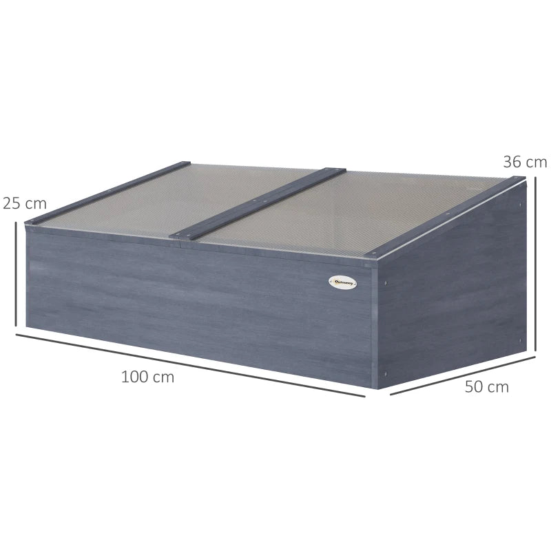 Wooden Mini Greenhouse with Openable Top Covers, Light Grey, 100 x 50 x 36 cm