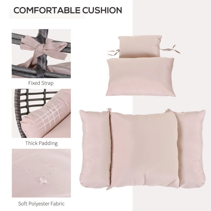 Grey Rattan Teardrop Outdoor Egg Chair with Soft Padded Cushion