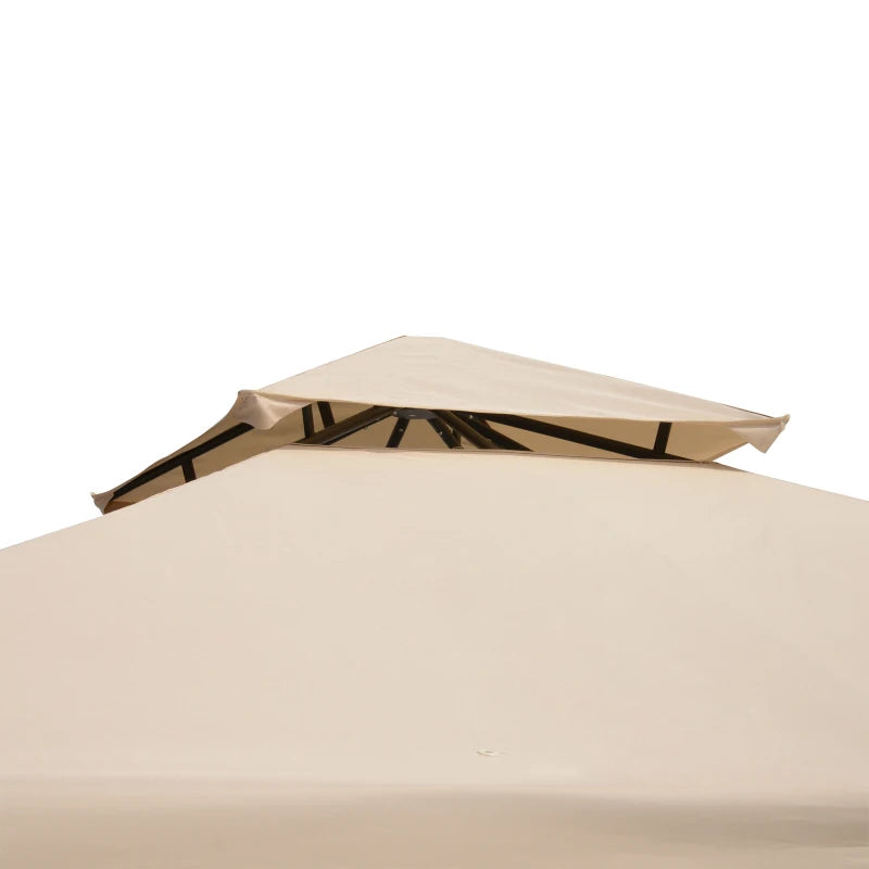 Beige 3m x 3m Double Roof Hard Top Gazebo