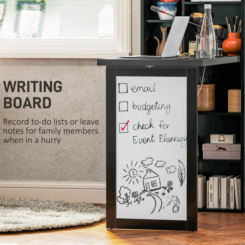 Modern Black Three-Part Work Desk with Storage and Writing Board - Stylish Home Office Furniture for Productivity