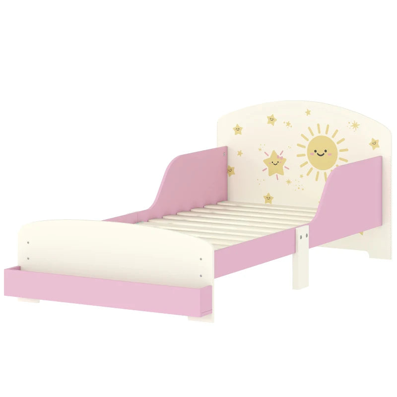 Sun Design Toddler Bed with Storage & Guardrails - Fits 140x70cm Mattress, Ideal for Ages 3-8 Years