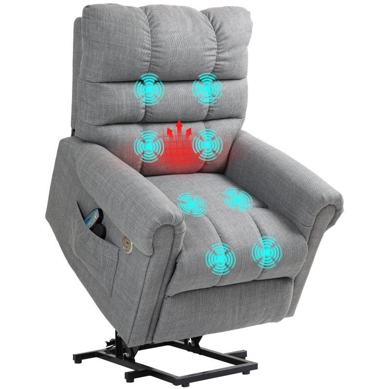 Electric Massage Rise and Recline Armchair in Grey for Ultimate Comfort and Relaxation
