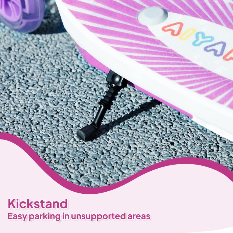 Electric Scooter for Kids 4-7 Years with LED Lights and Rear Wheels Purple