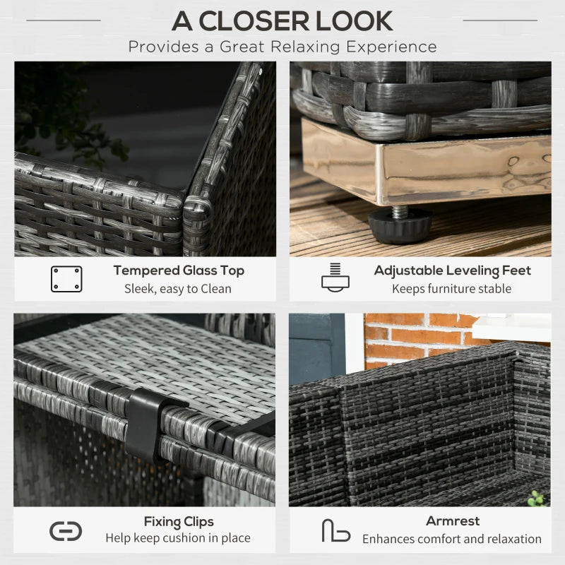 8-Piece Orange and Grey Rattan Sofa Set - Outdoor Patio Furniture