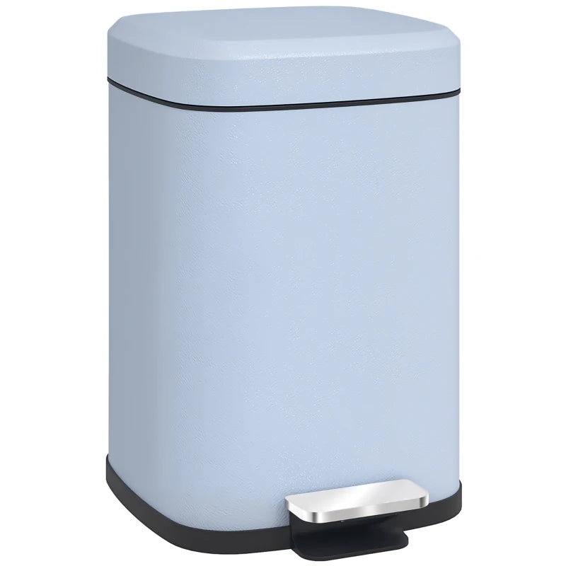 12L Modern Boxy Metal Kitchen Bin - Stylish Light Blue Trash Can for Home Organization & Waste Management