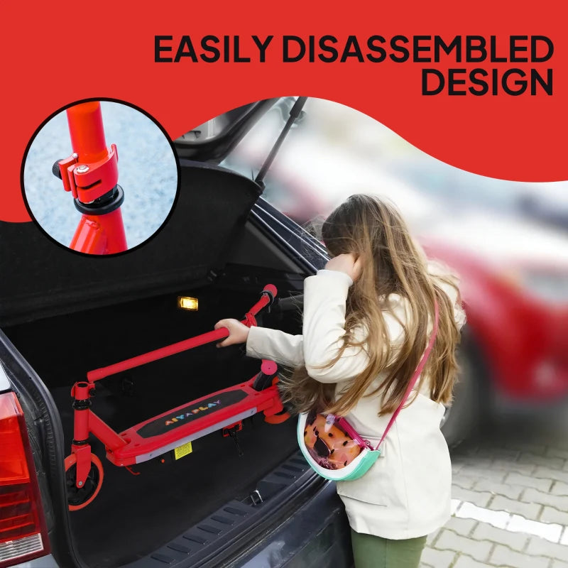 Electric Scooter for Kids Ages 6-14 with Colorful LED Lights Red