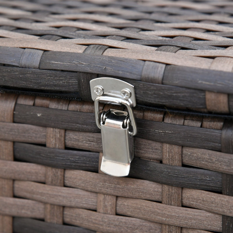 6-Piece Rattan Garden Furniture Set - 7-Seater Wicker Outdoor Sofa Set with Storage Tea Table & Side Table - Cushions Included