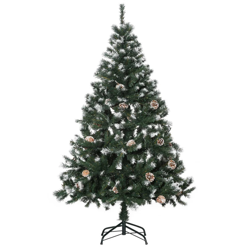 5FT Artificial Christmas Tree with Pine Cones - Automatic Open Holiday Decoration for Home - Lush Green Xmas Tree