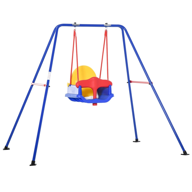 Blue Baby Garden Swing with Safety Harness for Ages 6-36 Months