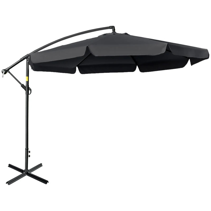 Black 2.7m Cantilever Garden Banana Parasol with Crank Handle