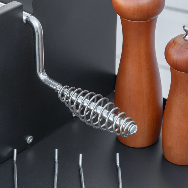 Stainless Steel Charcoal BBQ Rotisserie Grill with 3-Level Grate