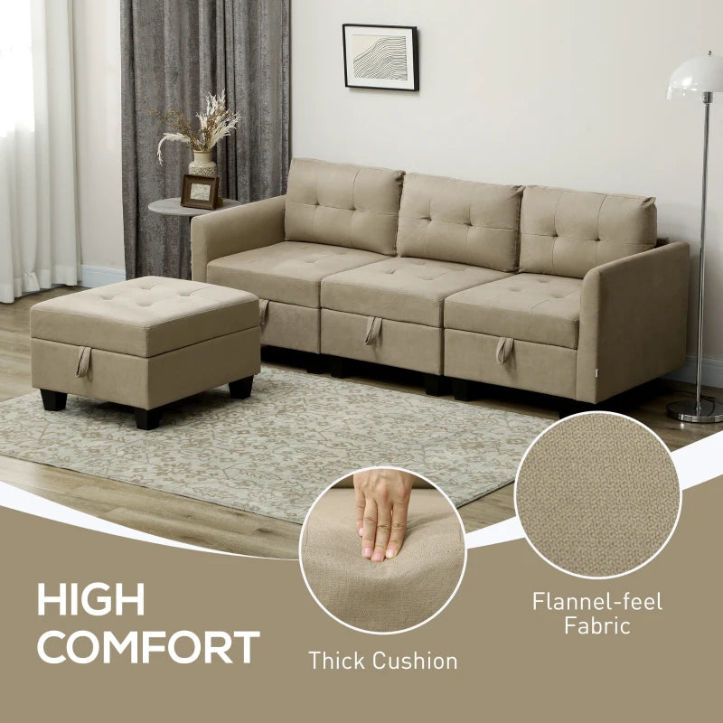Light Brown 'L' Shape Modular Sofa with Storage for Stylish Living Rooms