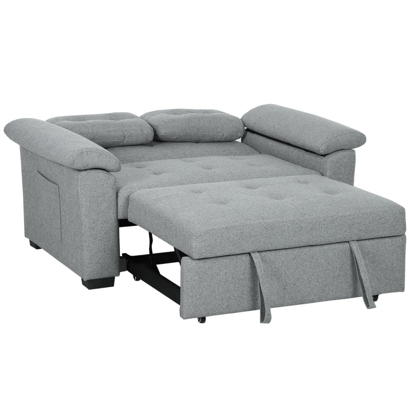 Fabric 2-Seater Click Clack Sofa Bed with Pocket Springs, Cushions and Side Pockets for Living Room