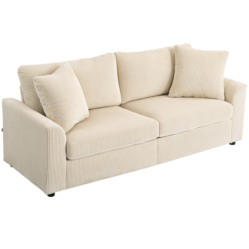 Modern 3-Seater Fabric Sofa with Spring Cushions and Scatter Cushions for Living Room or Home Office