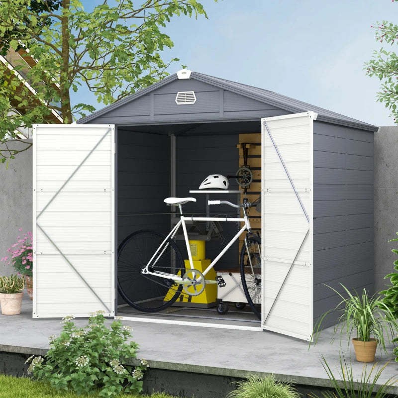 7.9ft x 6.2ft Aluminium Frame and Plastic Wall Shed With Foundation