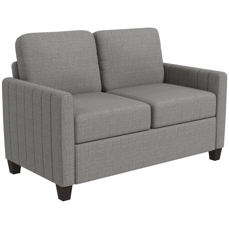 Modern Channel Tufted 2 Seater Sofa in Light Grey - Comfy Upholstered Loveseat for Living Room, Bedroom, Office