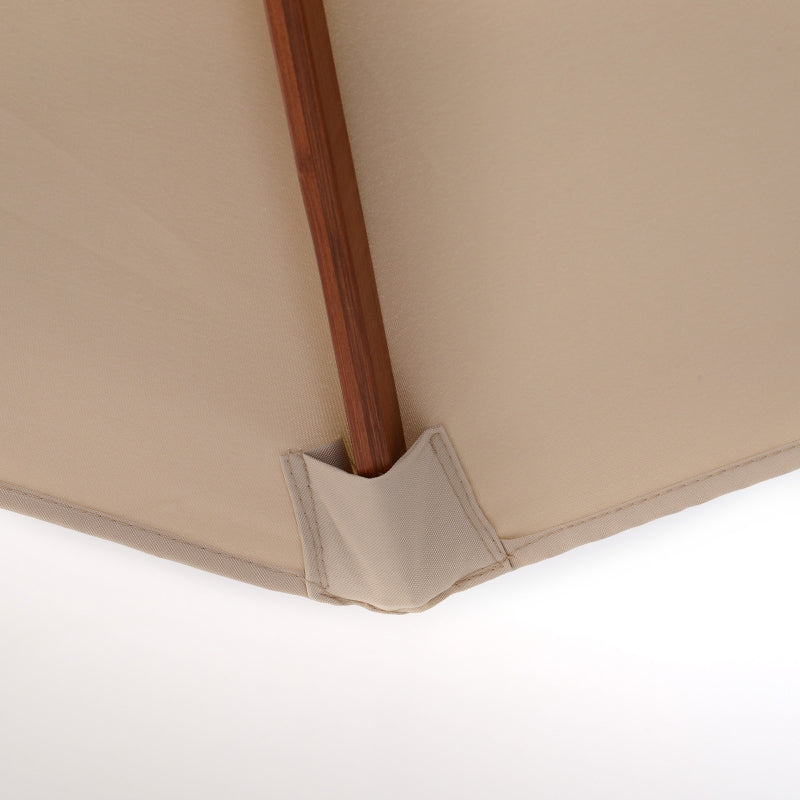 Beige Double Tier Bamboo Garden Parasol Umbrella