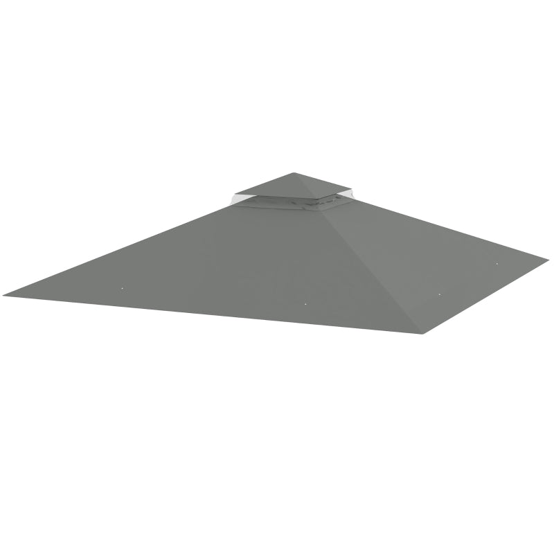 3m x 3m Grey Replacement Gazebo Canopy - Double Tier Roof Top for Garden, Patio, Outdoor Use (Top Only)