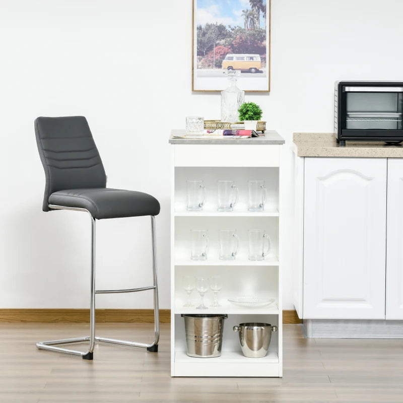 Stylish Grey Bar Table with 4-Tier Storage Shelf - Perfect for Kitchen, Dining Room & Living Room
