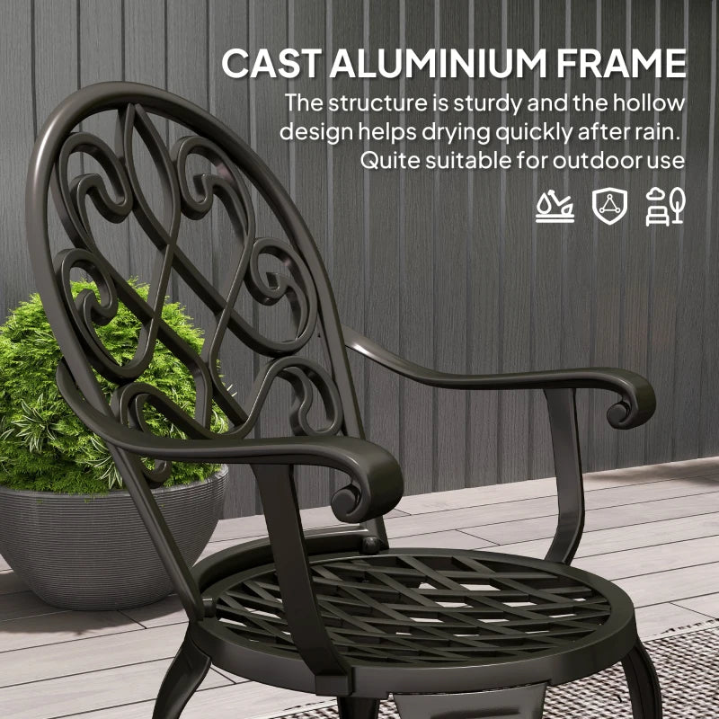 Elegant Black Aluminium Garden Set - 3-Piece Outdoor Furniture