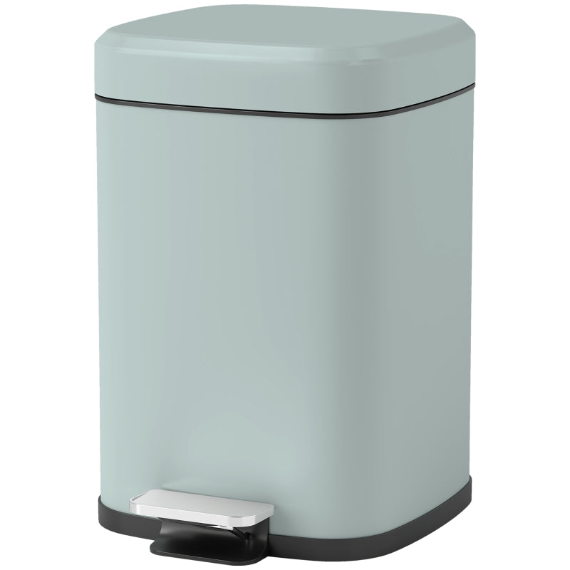 12L Modern Boxy Metal Kitchen Bin - Stylish Light Green Trash Can for Home Organization & Waste Management