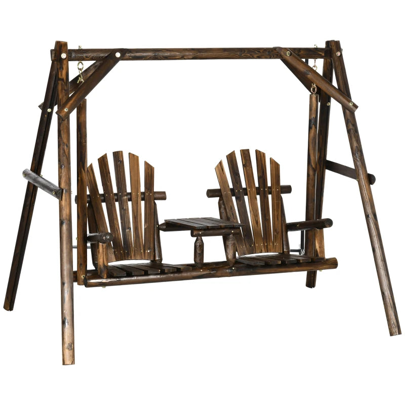 Carbonized Wood Swing Chair, 198x135x170 cm