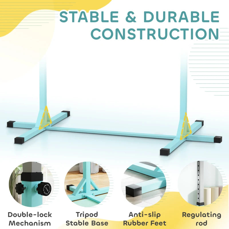 Adjustable Gymnastics Horizontal Bar for Kids Fitness Training Light Blue Junior High Bar