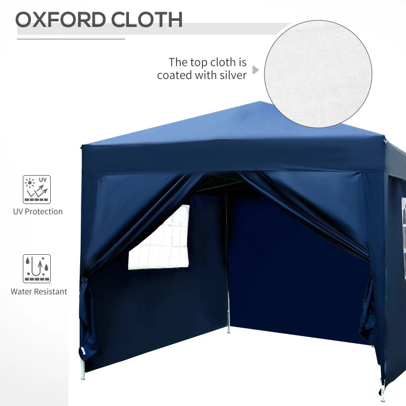 Blue 3x3m Pop Up Garden Gazebo with Sidewalls and Windows