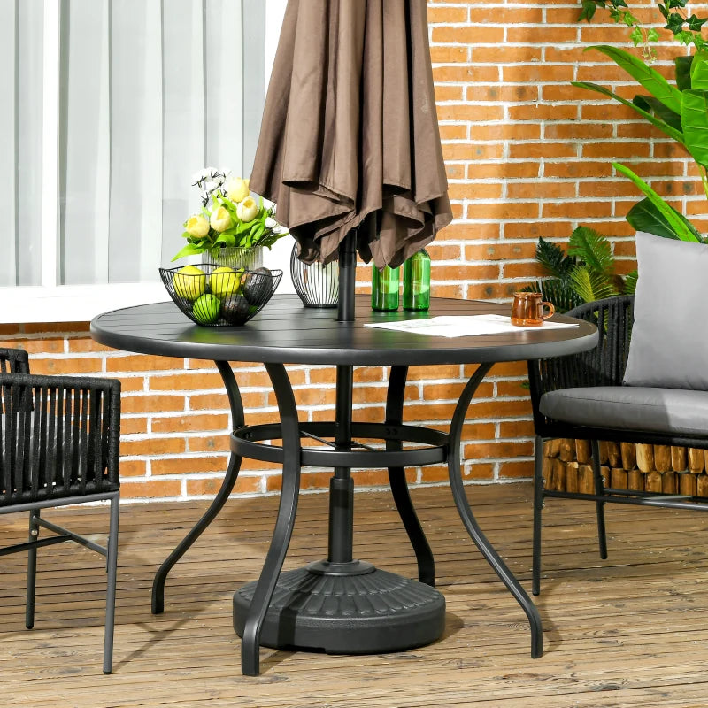 Black Round Outdoor Dining Table for Four with Parasol Hole