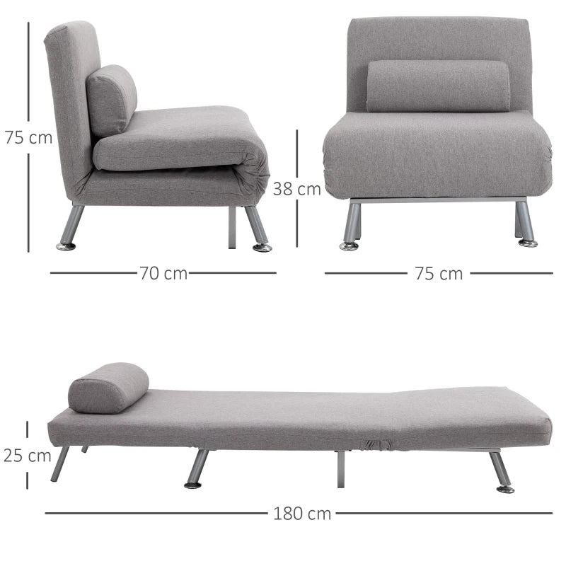 Adjustable Grey Futon Sofa Chair for Versatile Comfort and Style in Any Living Space
