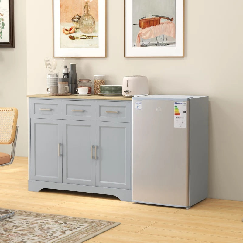 91L Freestanding Under Counter Fridge Freezer - Compact Chiller Box, Adjustable Thermostat, 47.5cm Wide, Stylish Grey Design
