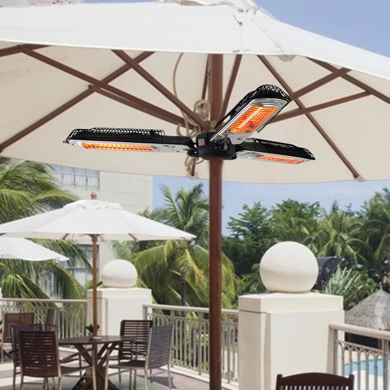 2000W Electric Umbrella Parasol Mounted Infrared Heater for Outdoor Gazebo Use - Efficient Heating Solution for Patios