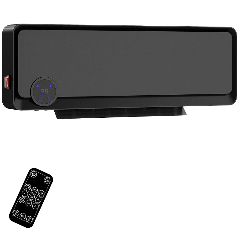 Electric Wall Downflow Heater 2000W with Timer Remote Oscillation for Home Office Bedroom