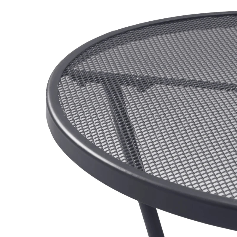 Dark Grey Metal Round Garden Bistro Table - 60cm