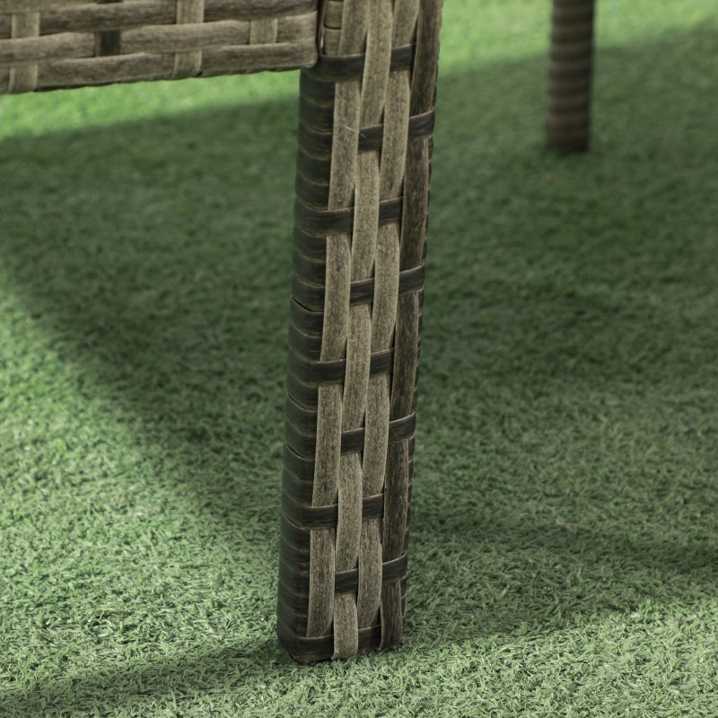 3-Piece Grey Rattan Patio Bistro Set with Cushioned Chairs