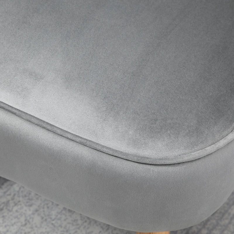 Velvet Accent Chair with Ottoman - Curved Back Tub Seat, Light Grey, Stylish Home Furniture